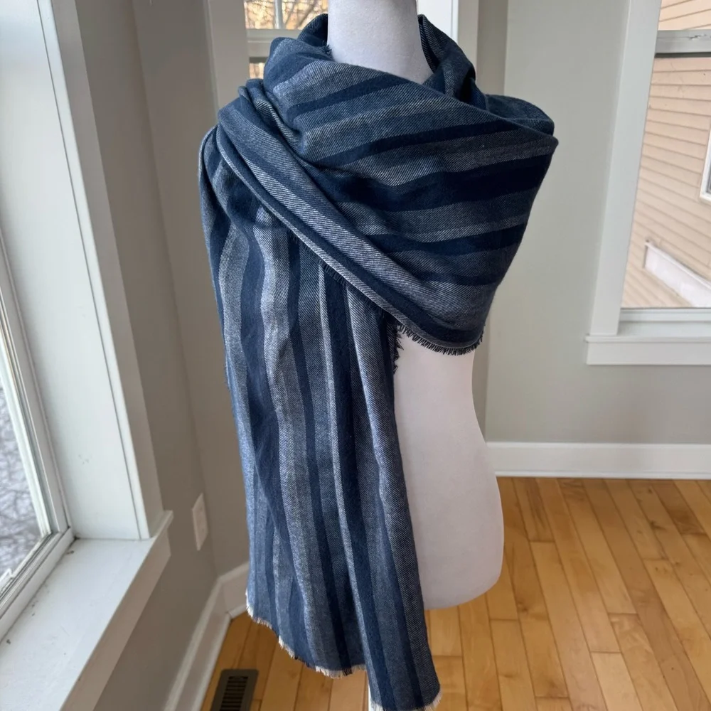 Express Navy Blue Striped Scarf